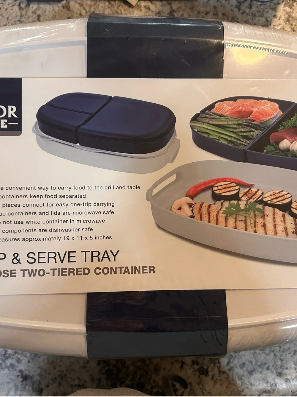Black Multi-Compartment Food Prep and Serving Container